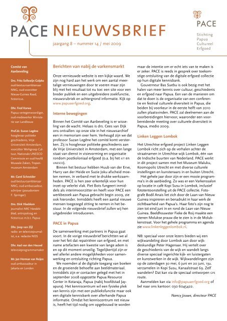 Nieuwsbrief 14 - mei 2009 - Papuaerfgoed.org