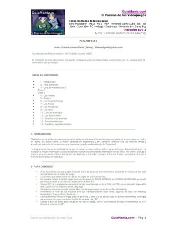 La Guía completa de Parasite Eve 2 - GuiaMania