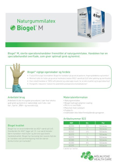 Produktblad - Biogel® M - Mölnlycke Health Care