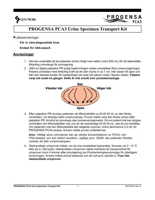 PROGENSA PCA3 Urine Specimen Transport Kit - Gen-Probe, Inc.