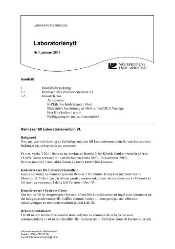 Laboratorienytt nr 1 2011