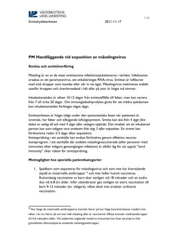 PM Handläggande vid exposition av mässlingsvirus