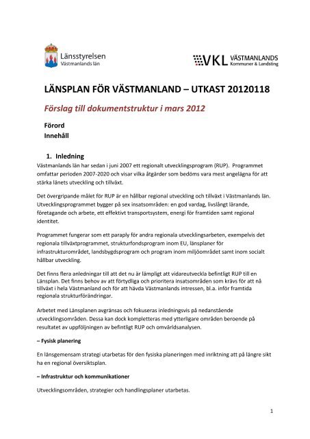 Förslag till dokumentstruktur - Västmanlands Kommuner och ...
