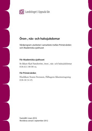 Vårdprogram Öron-, näs- och halssjukdomar (pdf)