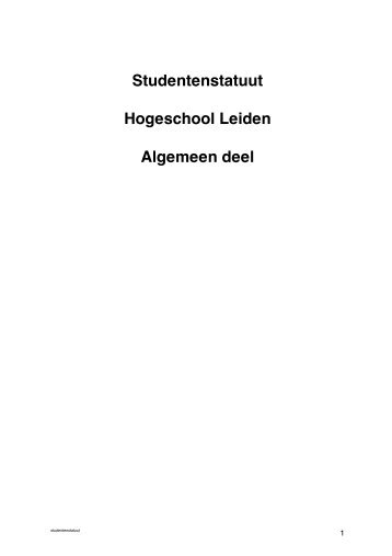 Studentenstatuut - Hogeschool Leiden