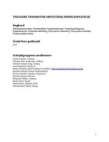 Tidligere traumatisk obstetrisk fødselsoplevelse - DSOG