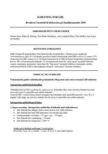 GRUPPE B STREPTOKOK SYNDROM - DSOG