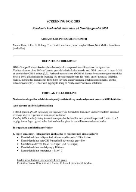 GRUPPE B STREPTOKOK SYNDROM - DSOG