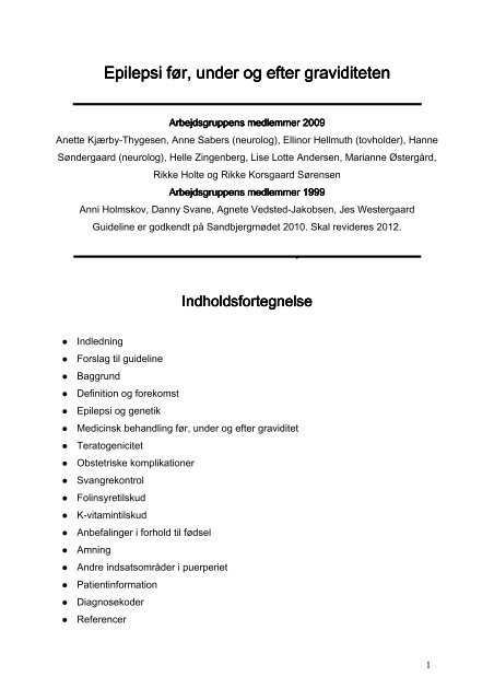 Epilepsi før, under og efter graviditet - DSOG