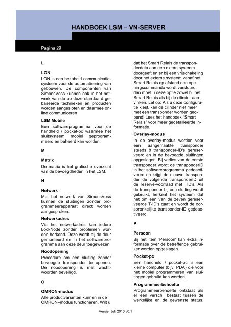 HANDBOEK LSM – VN-SERVER - SimonsVoss technologies