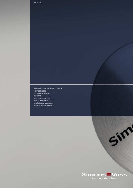 Imagebroschyr 2012, svenska - SimonsVoss technologies
