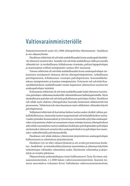 Uusi Yhteispalvelu - Valtiovarainministeriö