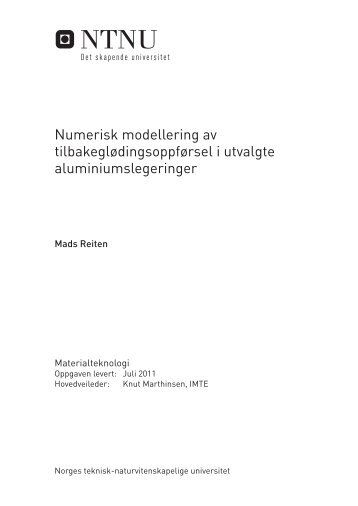 Numerisk modellering av tilbakeglødingsoppførsel i utvalgte ... - NTNU