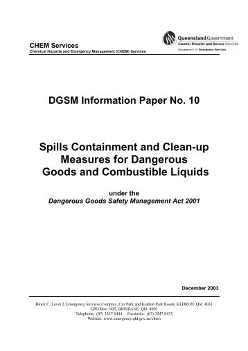 DGSM Information Paper No.10 - Spills containment and clean-up ...