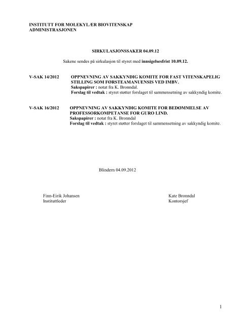 Biologisk Institutt Universitetet I Oslo