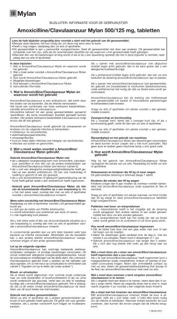 Amoxicilline/Clavulaanzuur Mylan 500/125 mg, tabletten - Mylan BV