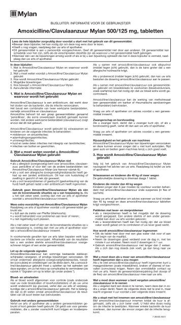 Amoxicilline/Clavulaanzuur Mylan 500/125 mg, tabletten - Mylan BV