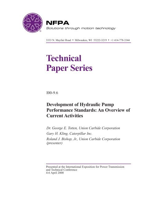 National Fluid Power Association Standards Technical Paper Series - National Fluid Power Association