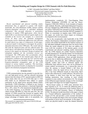 Physical Modeling and Template Design for UWB Channels with Per ...