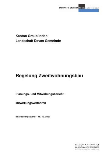Planungsbericht Zweitwohnungsregelungen - Gemeinde Davos