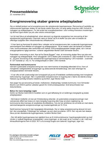 Download pressemeddelelsen i PDF-format. - Schneider Electric