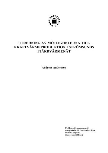 utredning av möjligheterna till kraftvärmeproduktion i strömsunds