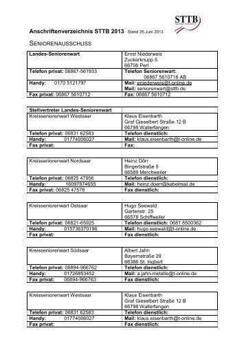 Anschriftenverzeichnis STTB 2013 Stand 26.Juni ... - Kreis Westsaar