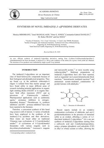 SYNTHESIS OF NOVEL IMIDAZO[1,5–a]PYRIDINE DERIVATES