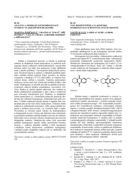 Chem. Listy 100, 742-751 (2006) Sekce 8 ... - Chemické listy