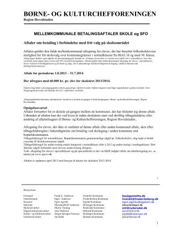 Mellemkommunalebetalingsaftaler for skole og SFO. - Børne- og ...