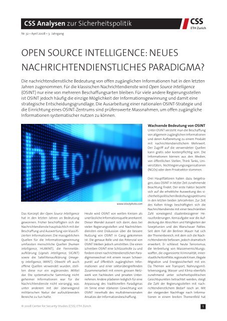 Open Source Intelligence: Neues nachrichtendienstliches Paradigma?