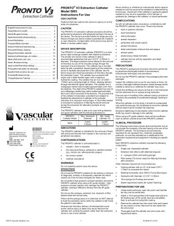 INSTRUCTIONS FOR USE - Vascular Solutions, Inc.