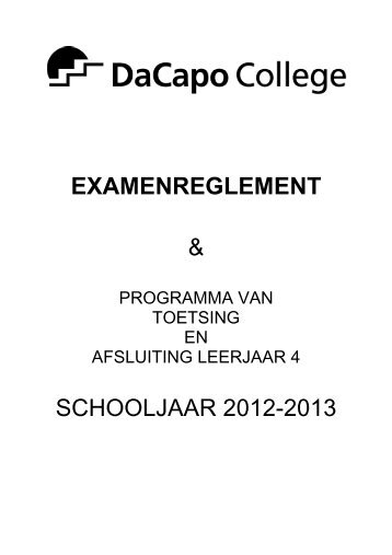 examenreglement leerjaar 4 VMBO gemengde ... - DaCapo College