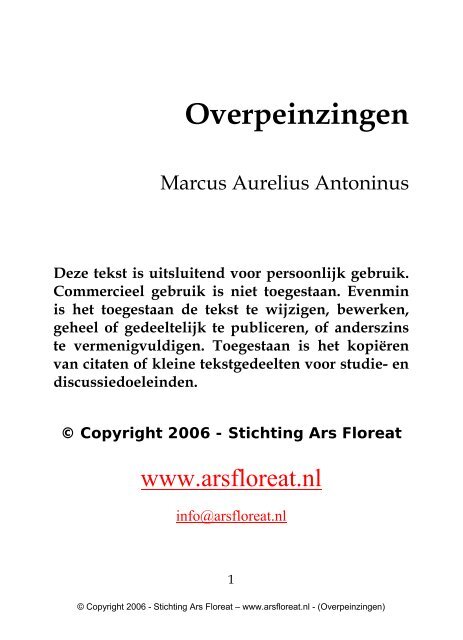 Overpeinzingen (pdf) - Ars Floreat