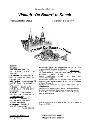 Verenigingsblad van - HSV de Baars Sneek