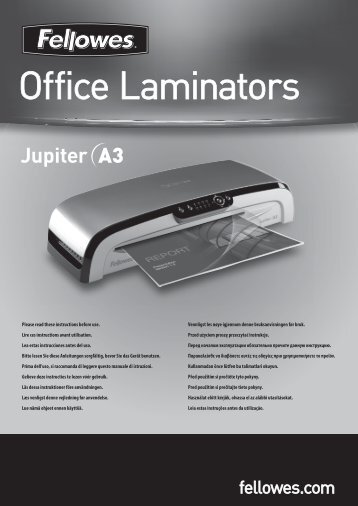 Fellowes Jupiter Laminator Instruction Manual - Office Machines