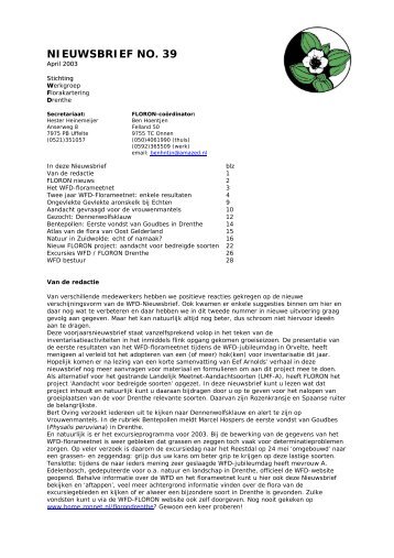 Nieuwsbrief nr. 39, april 2003 - Werkgroep Florakartering Drenthe