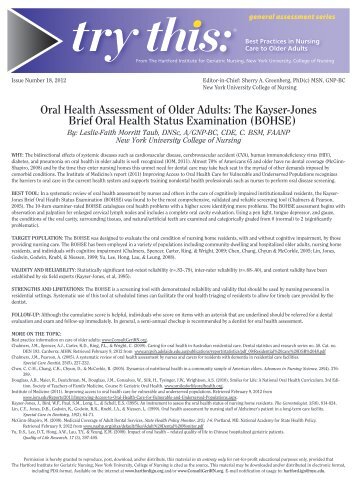 The Kayser-Jones Brief Oral Health Status Examination