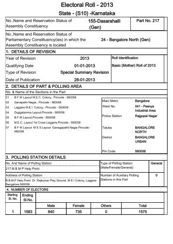 Electoral Roll - 2013 - Office of the Chief Electoral Officer