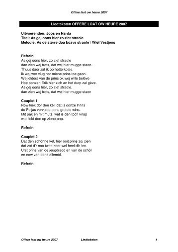 Liedteksten OFFERE LOAT OW HEURE 2007 ... - Afferden Limburg