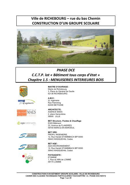 CCTP - Lot 1.5 - Menuiseries intérieures bois.pdf - Ville de ...