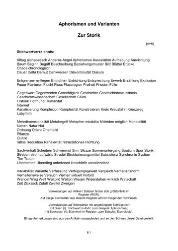 Aphorismen und Varianten Zur Storik - Gerhard Theuerkauf