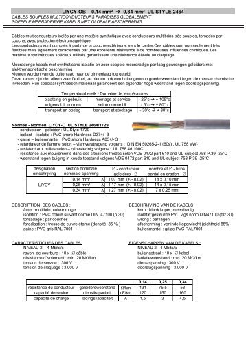 LIYCY-OB 0,14 mm² → 0,34 mm² UL STYLE 2464