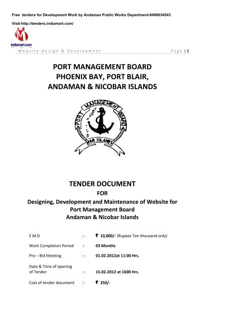 PORT MANAGEMENT BOARD PHOENIX BAY, PORT BLAIR - Imimg