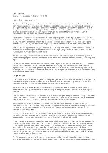 LOVERBOYS door Lieke Jongbloed, Telegraaf 30-05 ... - Prostitutie.nl