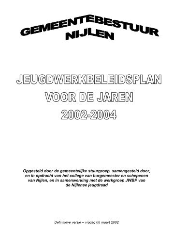 Jeugdwerkbeleidsplan Nijlen 2002-2004 - Jeugd Nijlen
