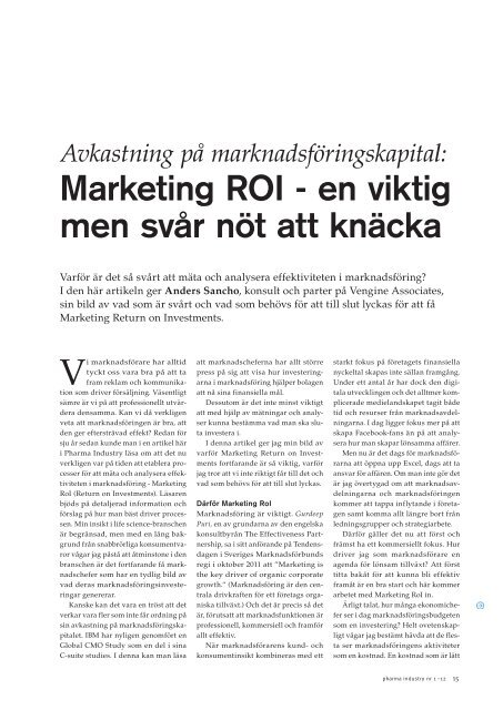 Marketing ROI - Pharma Industry