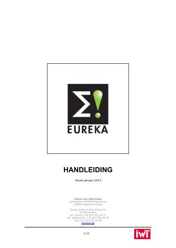 Handleiding EUREKA (pdf) - IWT
