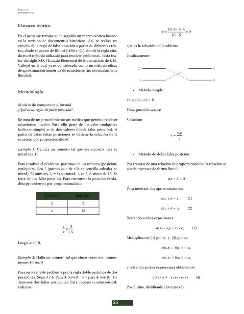 Resolución de problemas mediante la regla de falsa posición: un ...