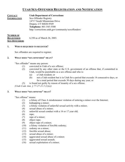 UTAH SEX-OFFENDER REGISTRATION AND - Child Abuse Unit